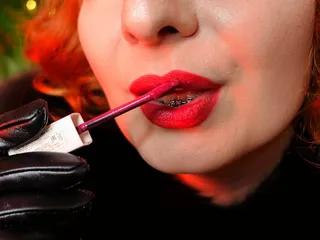 Die große Lippen von billie Star in Nahaufnahme